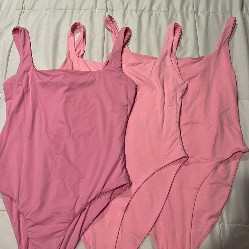 3 SHEIN Barbie pink bodysuits